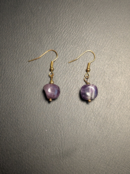 Amethyst Earrings With Gold Hook